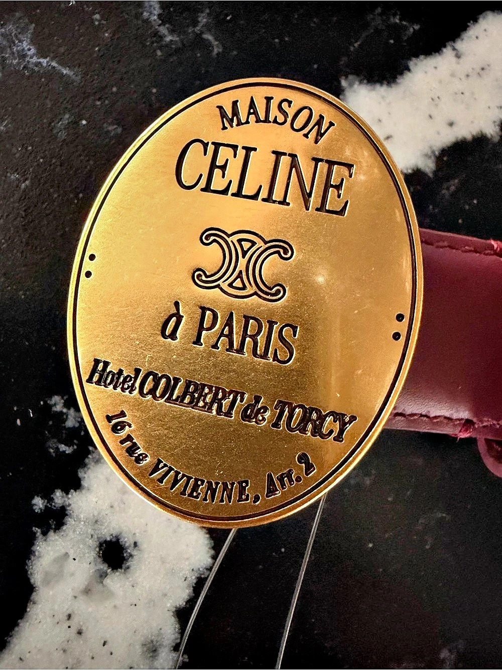 The MAISON CELINE Women's Burgundy Leather Skinny Belt Size 80